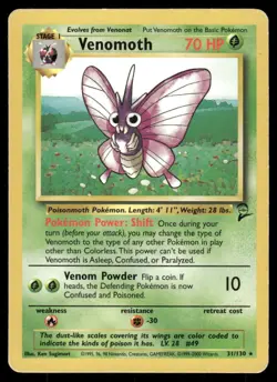Pokemon Cards Venomoth 31/130 Base Set 2 WOTC Rare MP - Image 1