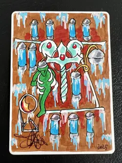 MtG FRENCH Ice Age Icy Manipulator AP Signed w/ Full Art Repaint by Amy Weber - Image 1