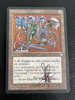 MtG FRENCH Ice Age Icy Manipulator AP Signed w/ Full Art Repaint by Amy Weber - Image 2