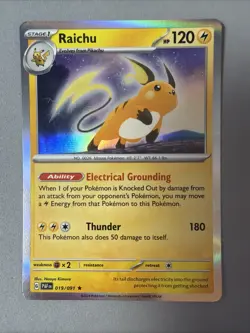 Pokemon TCG * SV Paldean Fates * 19/91 Raichu Holo Rare * FRESH PK - Image 1