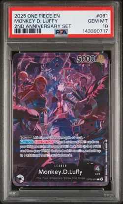 2025 ONE PIECE ENGLISH VERSION 2ND ANV SET #061 MONKEY D. LUFFY PSA 10 - Image 1