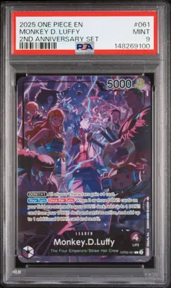 2025 One Piece English Version 2nd Anniversary Set Monkey D. Luffy PSA 9 - Image 1