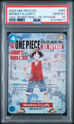 2026 One Piece Promos Monkey D Luffy Coll Basketball: Us Voyage PSA 10 #055 - Image 1
