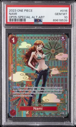 2023 ONE PIECE OP05-AWAKENING OF THE NEW ERA SPECIAL ALTERNATE ART NAMI PSA 10 - Image 1