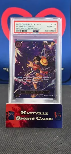 ONE PIECE OP13 CARRYING ON HIS WILL OP09-119 MONKEY D. LUFFY PSA 10 SP ALT ART - Image 1