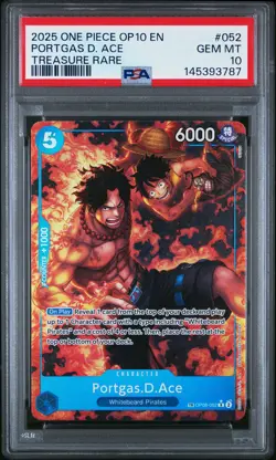 2025 ONE PIECE OP10-ROYAL BLOOD TREASURE RARE #052 PORTGAS D. ACE PSA 10 - Image 1