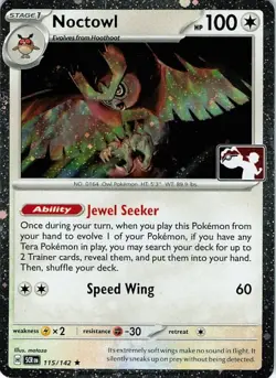 Noctowl Holo Rare Prize Pack Series Cards 115/142 NM/LP Pokemon - Image 1