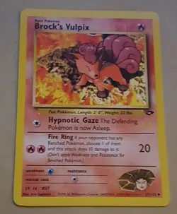 POKEMON PROMO CARD - GOLD W STAMPED - BROCK'S VULPIX RARE NM - Image 1