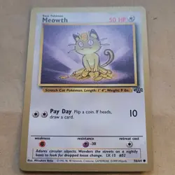 VINTAGE POKEMON CARD - GOLD BORDERED MEOWTH 56/64 (POKEMON ROLLS 1999) - RARE NM - Image 1