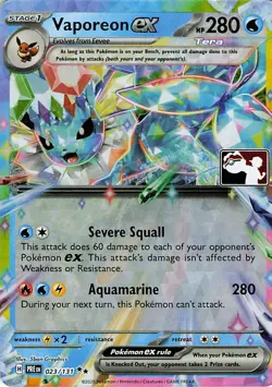 Vaporeon ex Holo Double Rare Prize Pack Series Cards 023/131 NM - Image 1