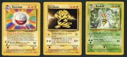 Pokemon Card Lot (3) Base Set Unlimited Electrode Bedroll Electabuzz LP - Image 1