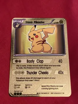 Thicc Thick Pikachu Solid Metal Card Shiny Holo Custom Card - Image 3