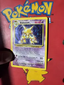 1999 Pokemon Alakazam Base Set Holo Unlimited Rare Card 1/102 80HP TCG - Image 1
