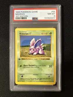 Pokemon Nidoran 55/102 (1st Edition) Shadowless *PSA8* Freshly Graded Card - Image 1