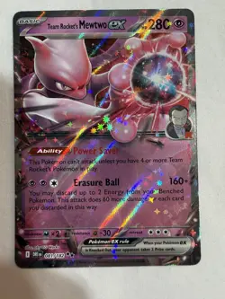 NM Team Rocket's Mewtwo ex 081/182 Double Rare Destined Rivals Pokemon 2025 - Image 2
