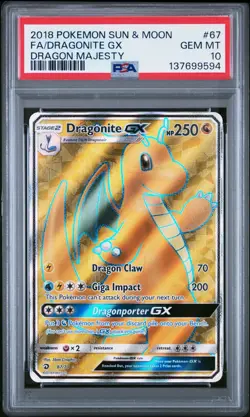 Pokemon Dragonite GX Full Art Holo Ultra Rare Dragon Majesty 67/70 2018 PSA 10 - Image 1
