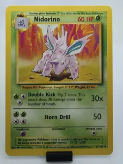 Nidorino 37/102 Uncommon Base Set Unlimited Pokemon LP - Image 1