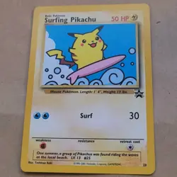 VINTAGE POKEMON BLACK STAR PROMO CARD - #28 SURFING PIKACHU - RARE (WOTC) NM - Image 1