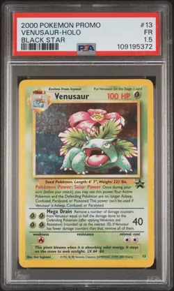 SWIRL PSA 1.5 Venusaur Holo Foil Black Star Promo #13 Pop 1 2000 WoTC Pokemon FR - Image 1