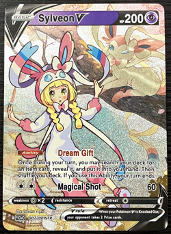 Pokemon Custom Holo Foil Card With Texture Lillie Sylveon V Cosplay Full Art - Image 1