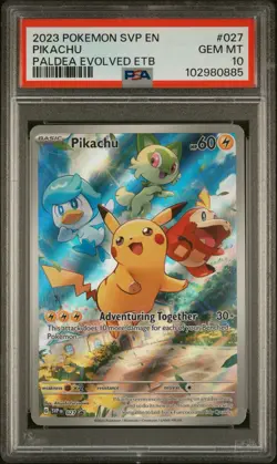 Pokemon TCG 2023 Pikachu Scarlet & Violet Promo 027 Holo PSA 10 English - Image 1