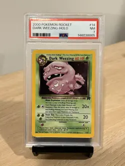 2000 POKEMON TEAM ROCKET #14/82 DARK WEEZING HOLO UNLIMITED PSA 7 - Image 1