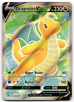 Dragonite V 076/078 Ultra Rare Pokemon GO Pokemon Lightly Played - Image 1