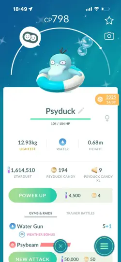 Pokemon Go (Stage 44) Shiny Psyduck Costume ( 124 shinys) ( Reduced ) - Image 2