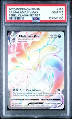 PSA 10 SWSH REBEL CLASH MALAMAR VMAX 198/192 SECRET RARE - Image 1