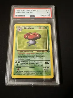 1999 Pokemon TCG Vileplume Jungle 15/64 PSA 5 Holo Unlimited Holo Rare - Image 2