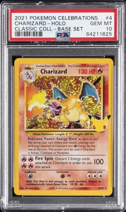 2021 POKEMON CELEBRATIONS CLASSIC COLLECTION #4 CHARIZARD-HOLO PSA 10 - Image 1