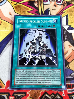 Inferno Reckless Summon dp2-en025 Unltd Ed (NM/VLP) Super Rare Yu-Gi-Oh! - Image 1
