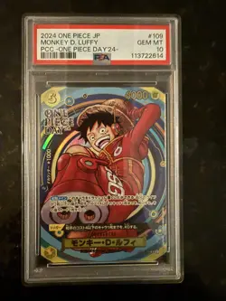 PSA 10 Monkey D. Luffy 2024 Foil PCC One Piece Day 24 Promo OP07-109 SR Japanese - Image 1