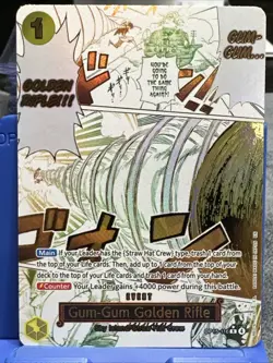 One Piece CCG Gum-Gum Golden Rifle Event Holo OP01-117 Straw Hat Crew -NM/M Cond - Image 1