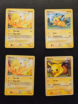 Pokemon Pikachu lot 4 cards |x2 71/99| 120/147 | 78/123 | common played - Image 1