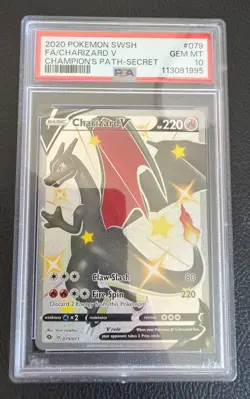 2020 Pokemon SWSH FA/Charizard V Champions Path Secret Rare PSA 10 - Image 1