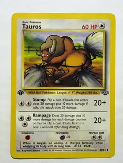 Pokemon TCG Tauros 1st Edition Jungle 47/64 WOTC Unlimited LP - Image 1
