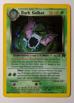 Pokemon TCG Team Rocket Dark Golbat #7 Holo Rare Unlimited NM-MT - Image 1