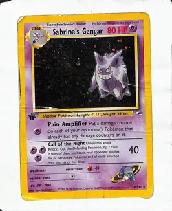 Pokemon Gym Heroes Sabrina's Gengar 14/132 Holo 1st Edition Holo Rare 2000 DMG - Image 1
