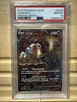 2023 POKEMON SWORD & SHIELD CROWN ZENITH #GG36 FULL ART/ENTEI V PSA 10 - Image 1