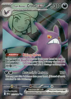 Team Rocket's Crobat ex 217/182 Ultra Rare Destined Rivals Pokemon Near Mint - Image 1