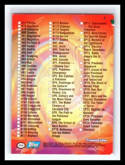 💥 Pokemon 2000 Topps Pokemon TV Animation Edition Series 2 #NNO Checklist Card - Image 2