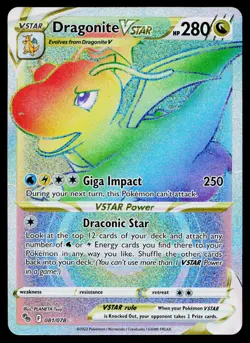 Dragonite VSTAR 081/078 Rainbow Rare Pokemon GO Pokemon Damaged - Image 1