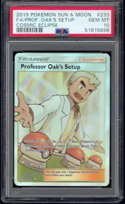 2019 Pokemon Professor Oak's Setup Full Art 233/236 PSA 10 (Cosmic Eclipse) - Image 1
