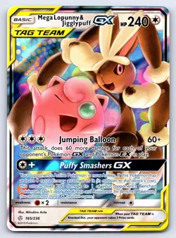 Mega Lopunny & Jigglypuff GX 165/236 Holo GX Rare Cosmic Eclipse Pokemon NM - Image 1
