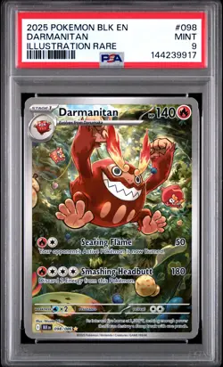 PSA MINT 9 - 2025 POKEMON BLK EN-BLACK BOLT ILLUSTRATION RARE 098 DARMANITAN - Image 1