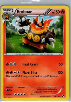Emboar 19/114 Holo Black and White - Pokemon Card - NM - Image 1