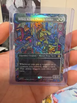 Mikey & Leo, Chaos & Order Borderless Teenage Mutant Ninja Turtles Foil TMNT MTG - Image 1