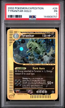 2002 POKEMON EXPEDITION #29 TYRANITAR-HOLO PSA 1 - Image 1