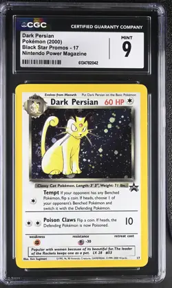 CGC 9 MINT Dark Persian 17 Black Star Promo Nintendo Power Pokemon Card - Image 1
